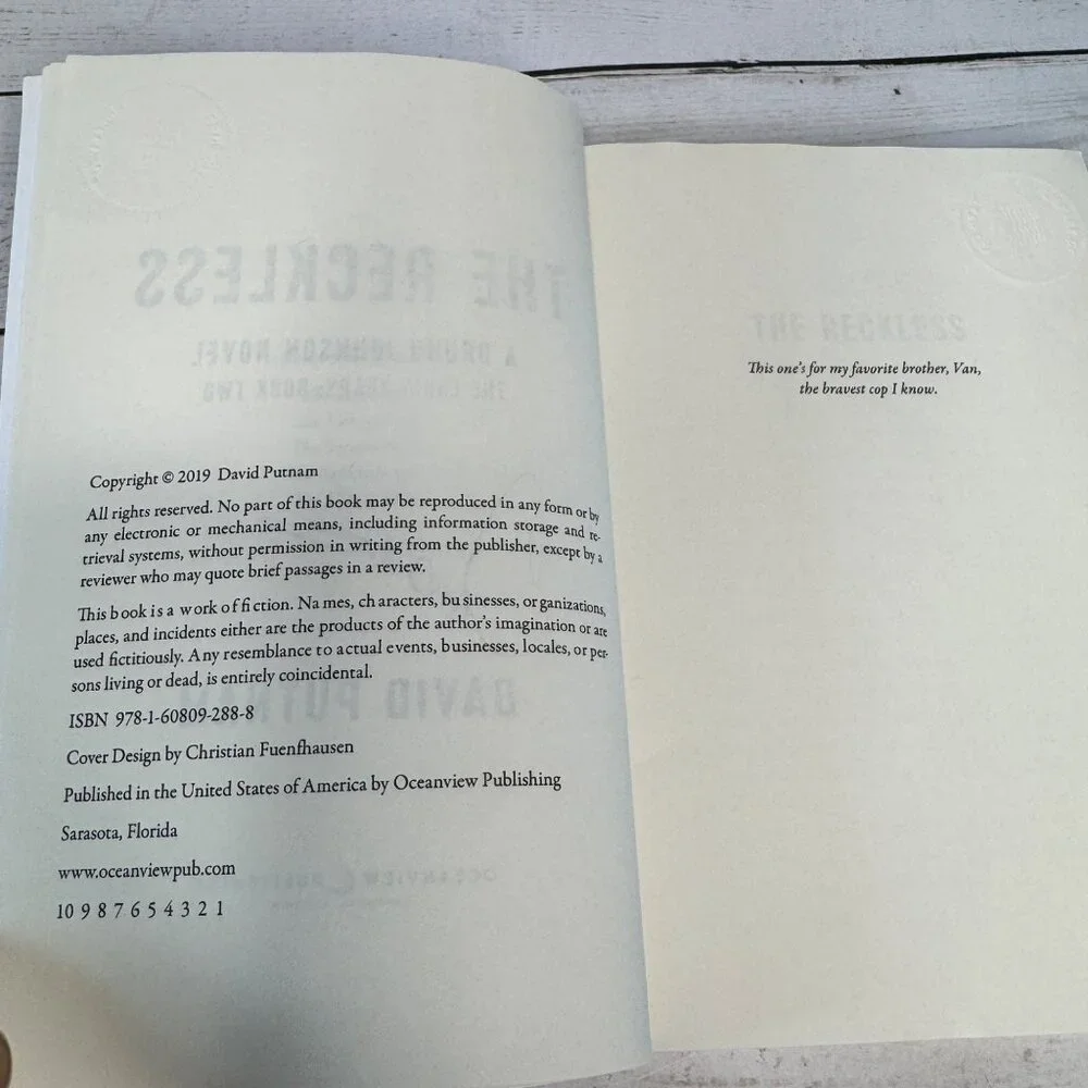 The Reckless David Putnam Signed‎ ARC 2019 Advance Reading Copy Bruno Johnson